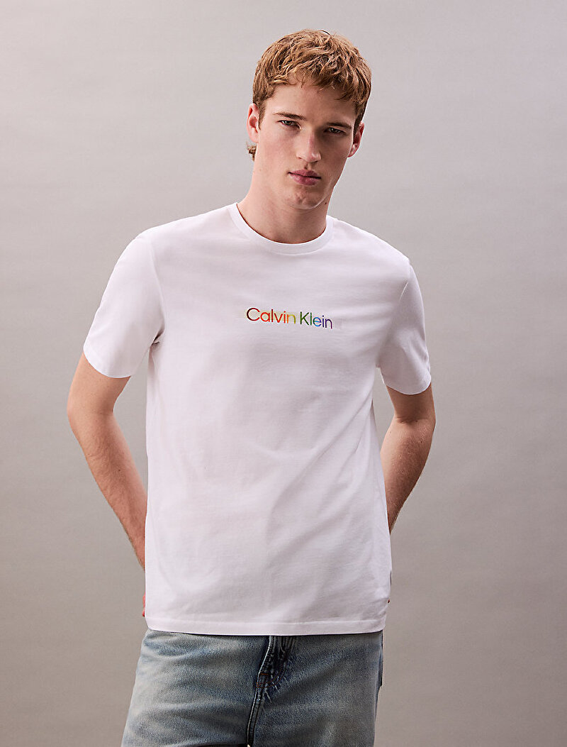 Calvin Klein Beyaz Renkli Erkek 20s Calvin Klein T-shirt