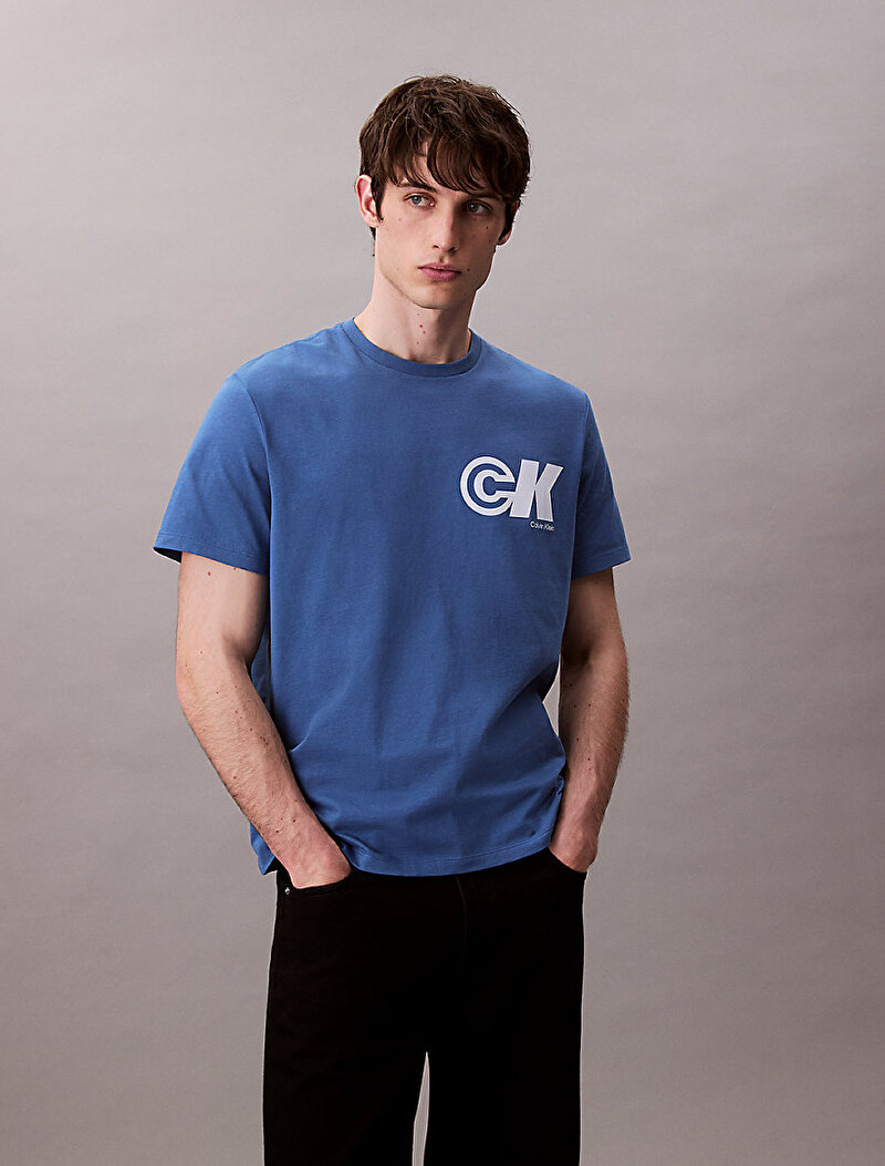 Calvin Klein Mavi Renkli Erkek 20s Ck Sport Logo T-shirt