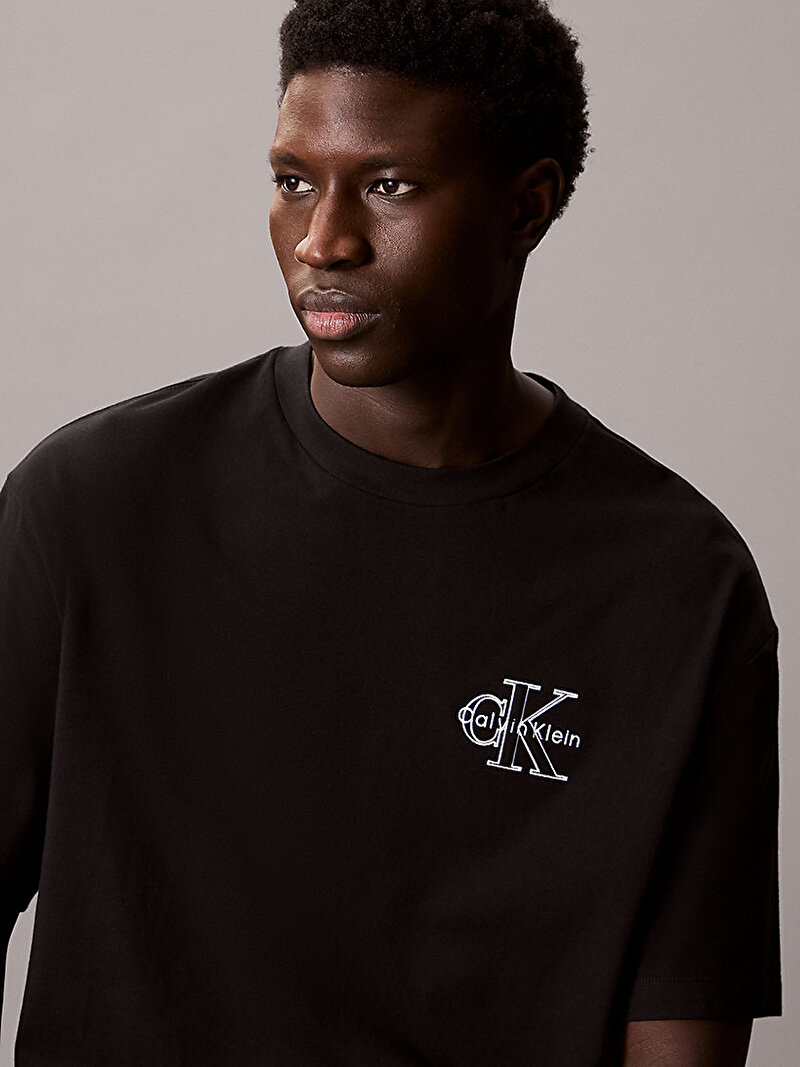 Calvin Klein Siyah Renkli Erkek 30s Micro Monologo T-shirt