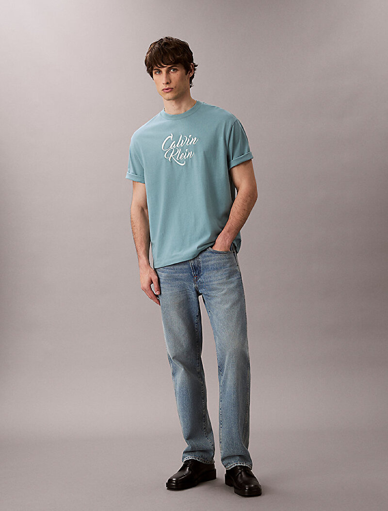 Calvin Klein Mavi Renkli Erkek 16s Cursive T-shirt