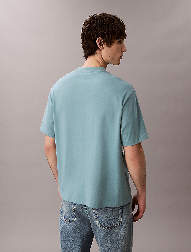 Calvin Klein Mavi Renkli Erkek 16s Cursive T-shirt