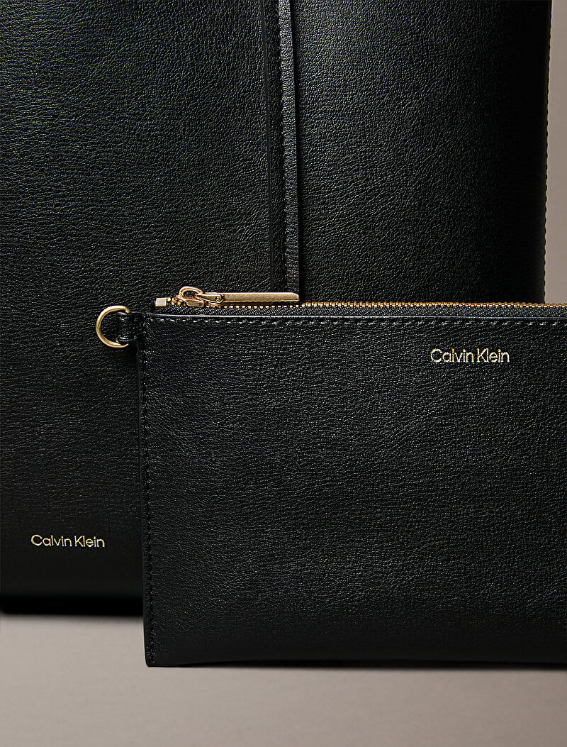 Calvin Klein Siyah Renkli Kadın Foil Logo Small Tote Çanta