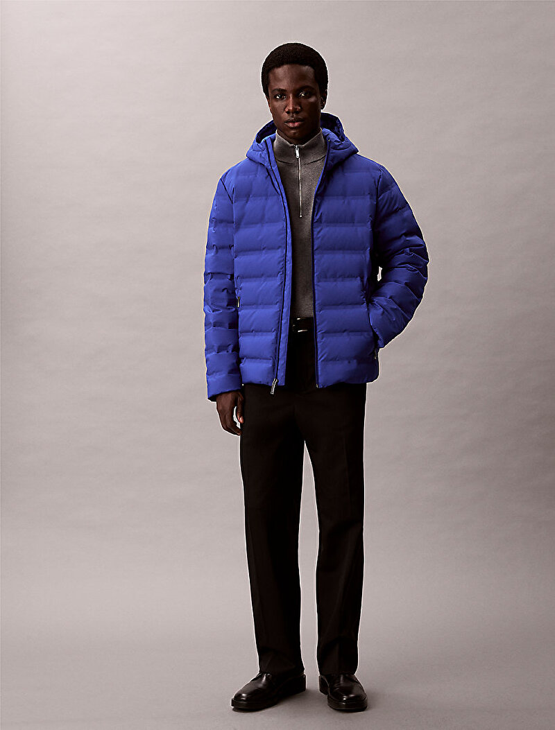 Calvin Klein Mavi Renkli Erkek Packable Embossed Ceket