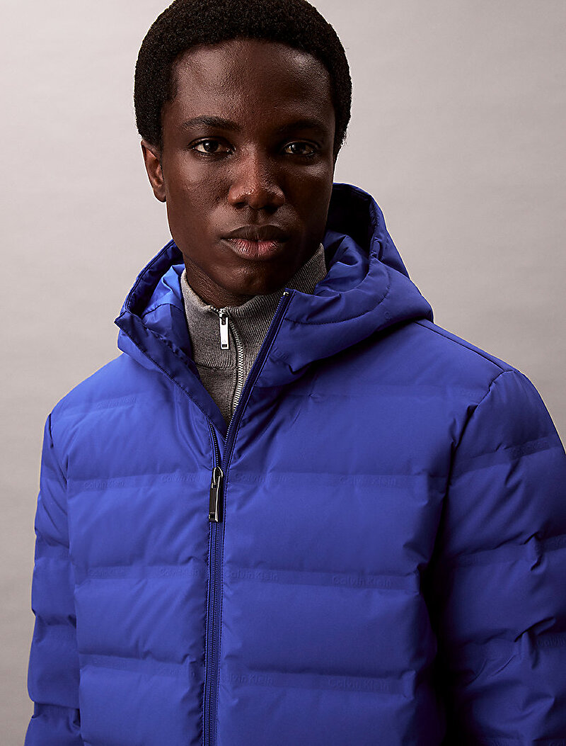 Calvin Klein Mavi Renkli Erkek Packable Embossed Ceket