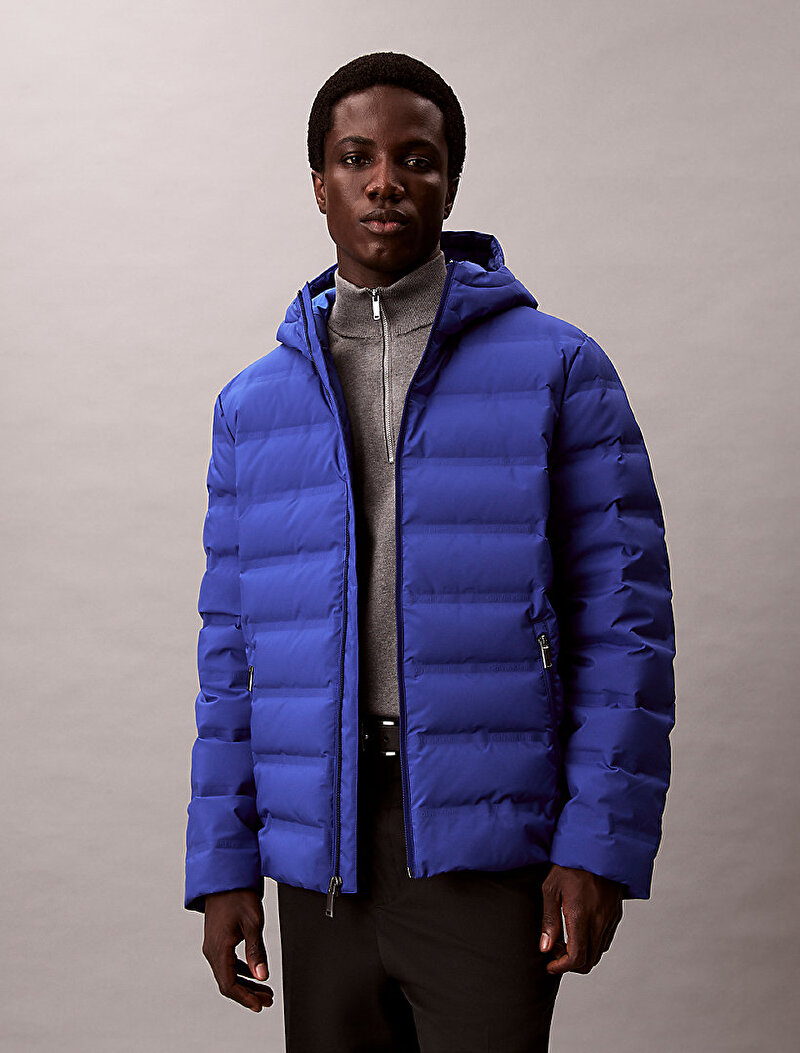 Calvin Klein Mavi Renkli Erkek Packable Embossed Ceket