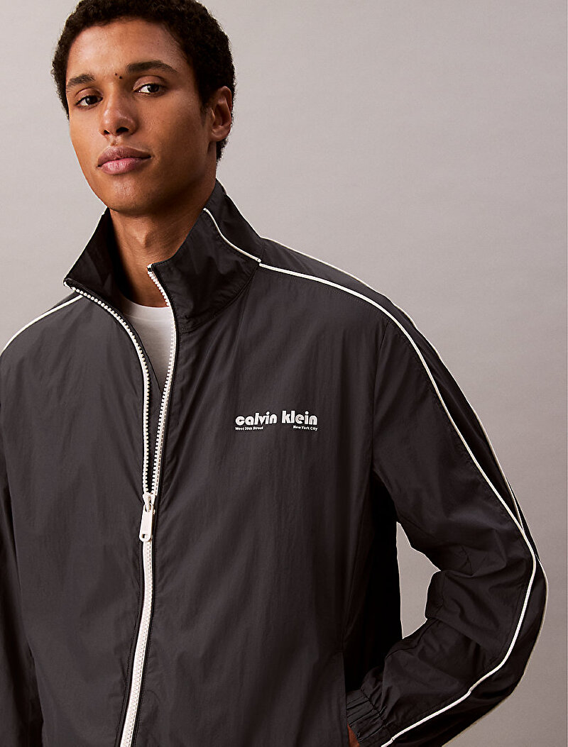 Calvin Klein Siyah Renkli Erkek Crinkle Stand Ceket