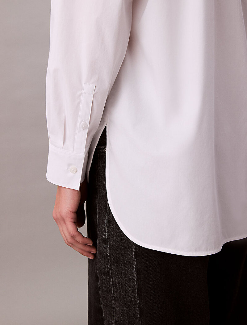 Calvin Klein Beyaz Renkli Kadın Poplin Relaxed Gömlek