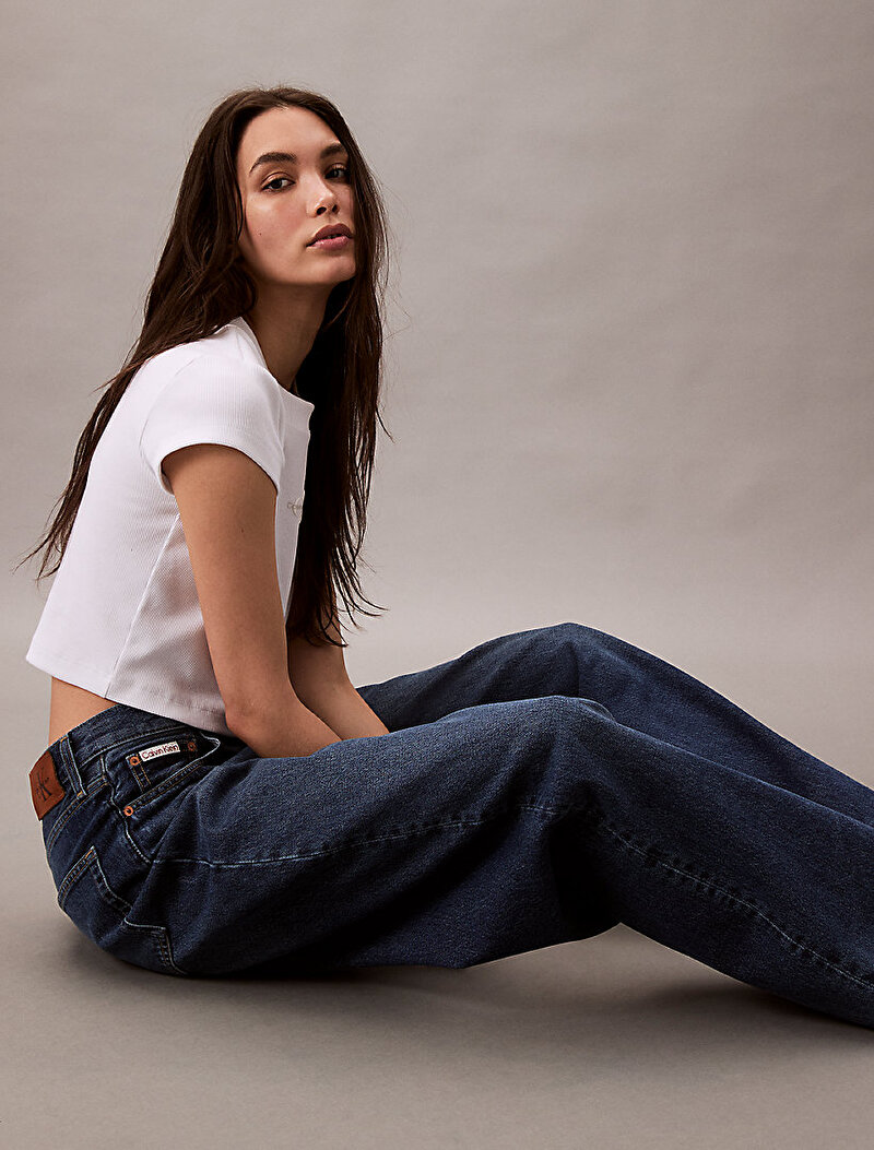 Calvin Klein Lacivert Renkli Kadın The Wedge Leg Tinted Jean Pantolon