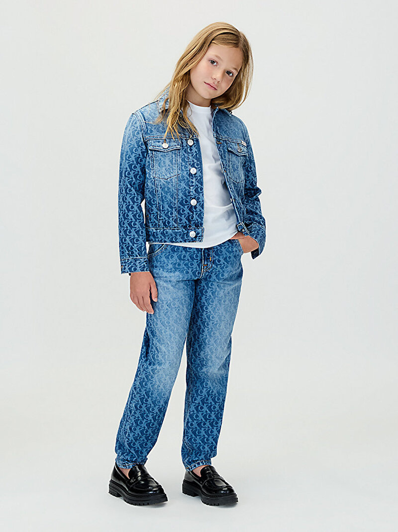 Calvin Klein Mavi Renkli Kız Çocuk Barrel Laser Billboa Pantolon