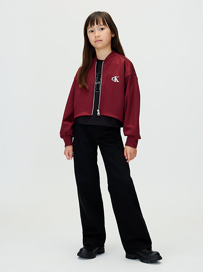 Calvin Klein Siyah Renkli Kız Çocuk Wide Leg Clean Jean Pantolon