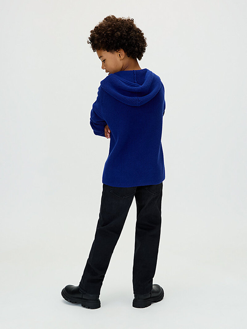 Calvin Klein Mavi Renkli Erkek Çocuk Rib Knot Hoodie