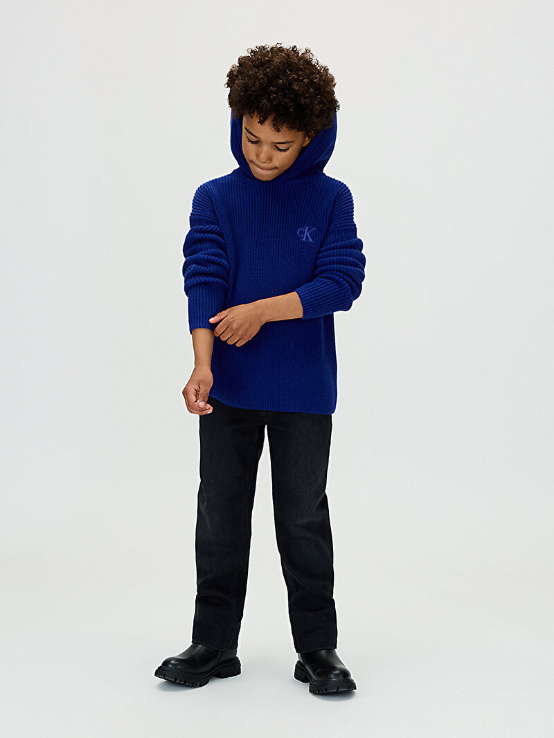 Calvin Klein Mavi Renkli Erkek Çocuk Rib Knot Hoodie