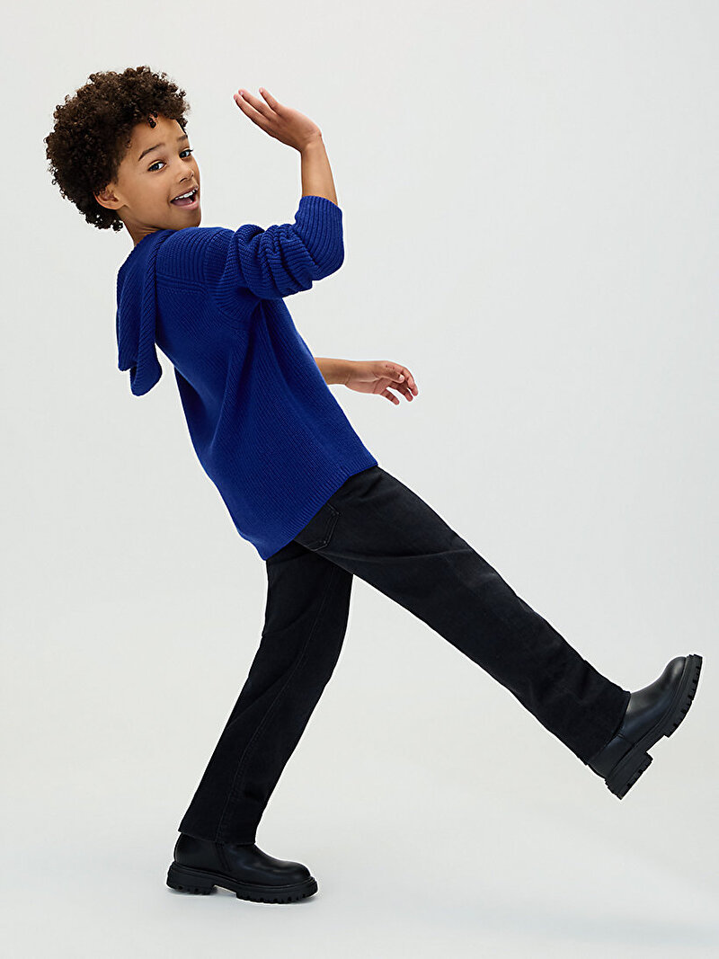 Calvin Klein Mavi Renkli Erkek Çocuk Rib Knot Hoodie