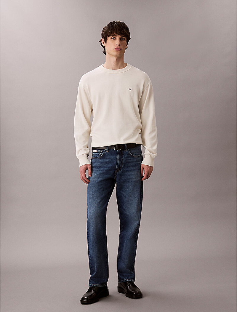 Calvin Klein Beyaz Renkli Erkek Relaxed Kazak