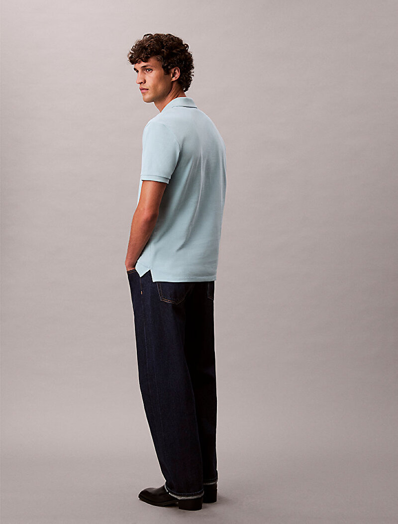 Calvin Klein Mavi Renkli Erkek Monogram Pique Polo T-shirt