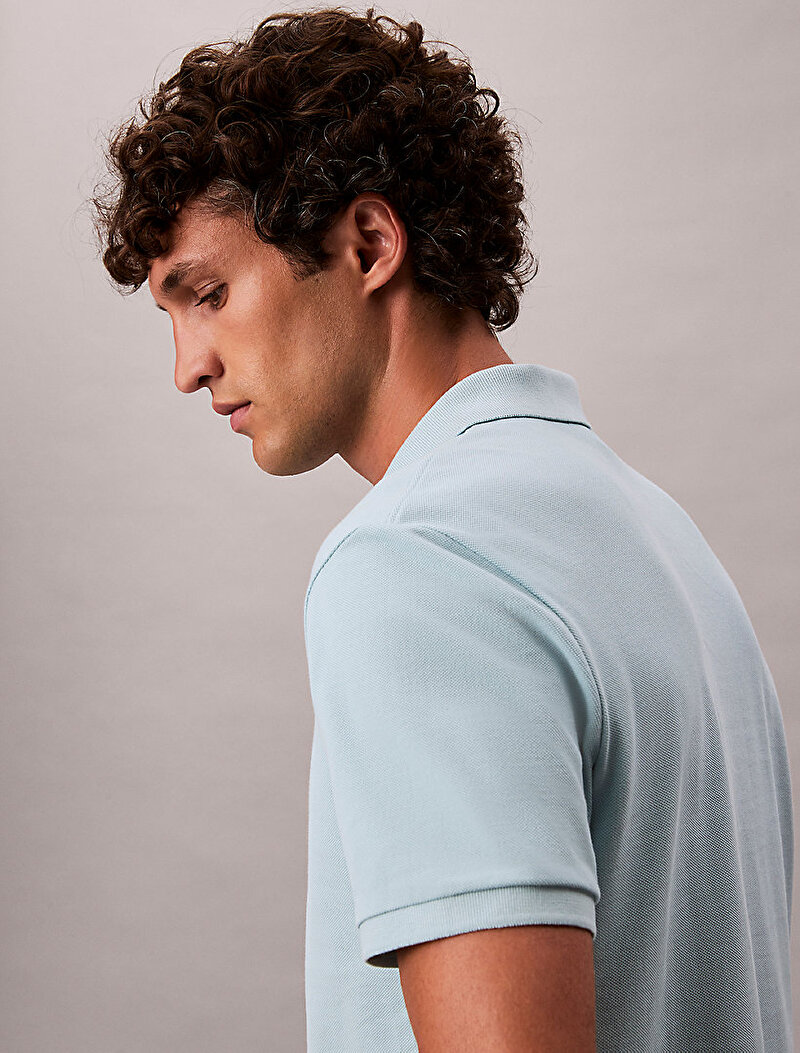 Calvin Klein Mavi Renkli Erkek Monogram Pique Polo T-shirt