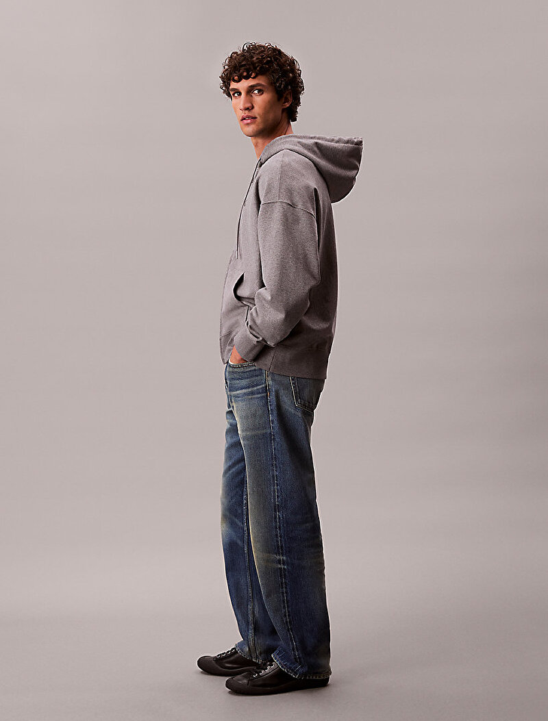 Calvin Klein Gri Renkli Erkek Premium Terry Sweatshirt