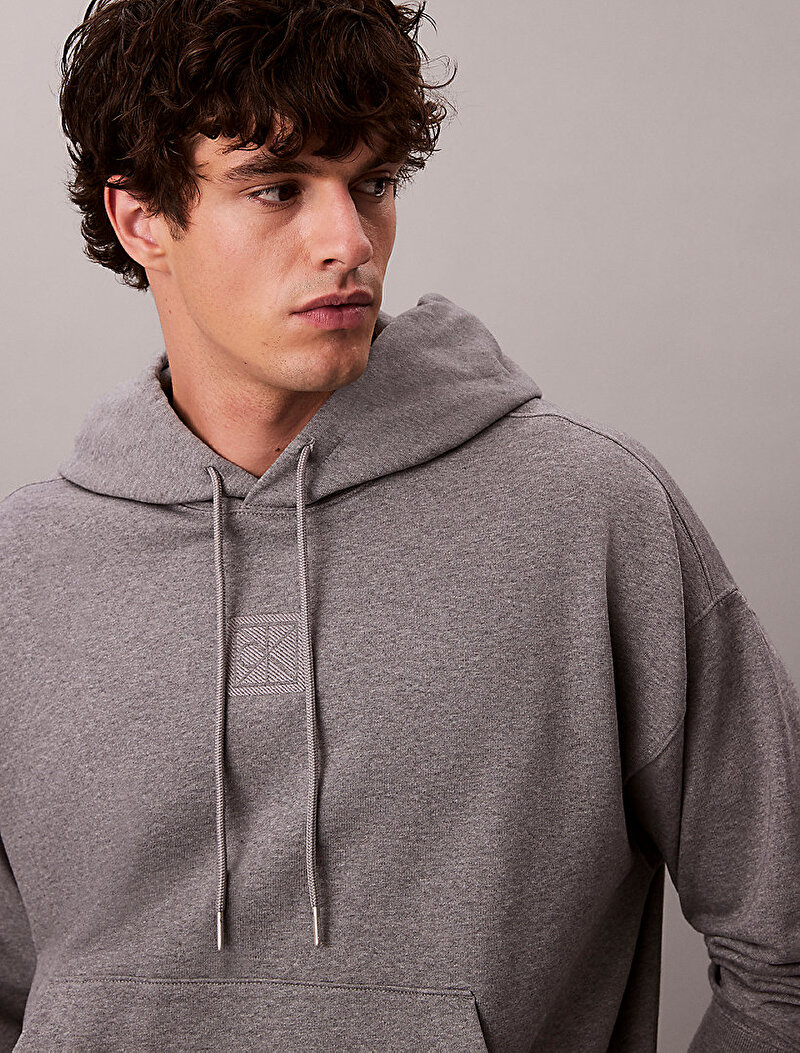 Calvin Klein Gri Renkli Erkek Premium Terry Sweatshirt