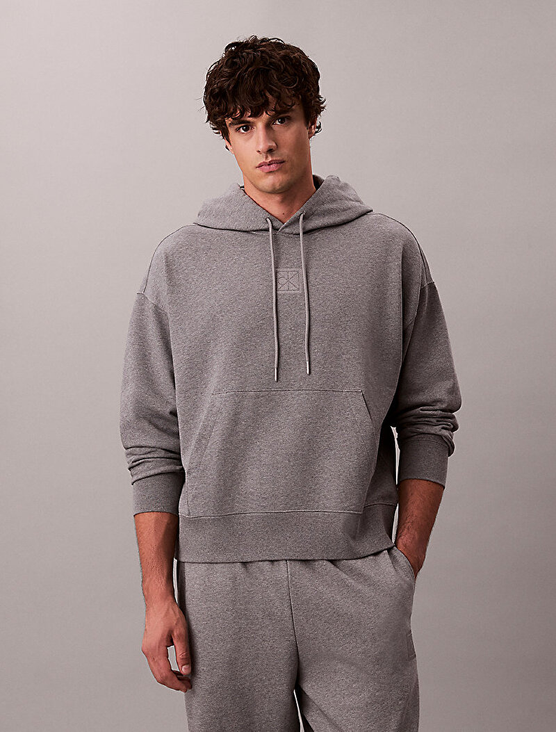 Calvin Klein Gri Renkli Erkek Premium Terry Sweatshirt