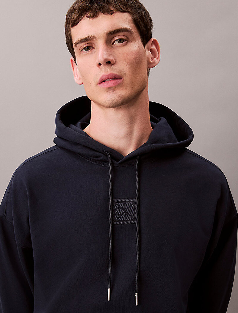 Calvin Klein Lacivert Renkli Erkek Premium Terry Sweatshirt