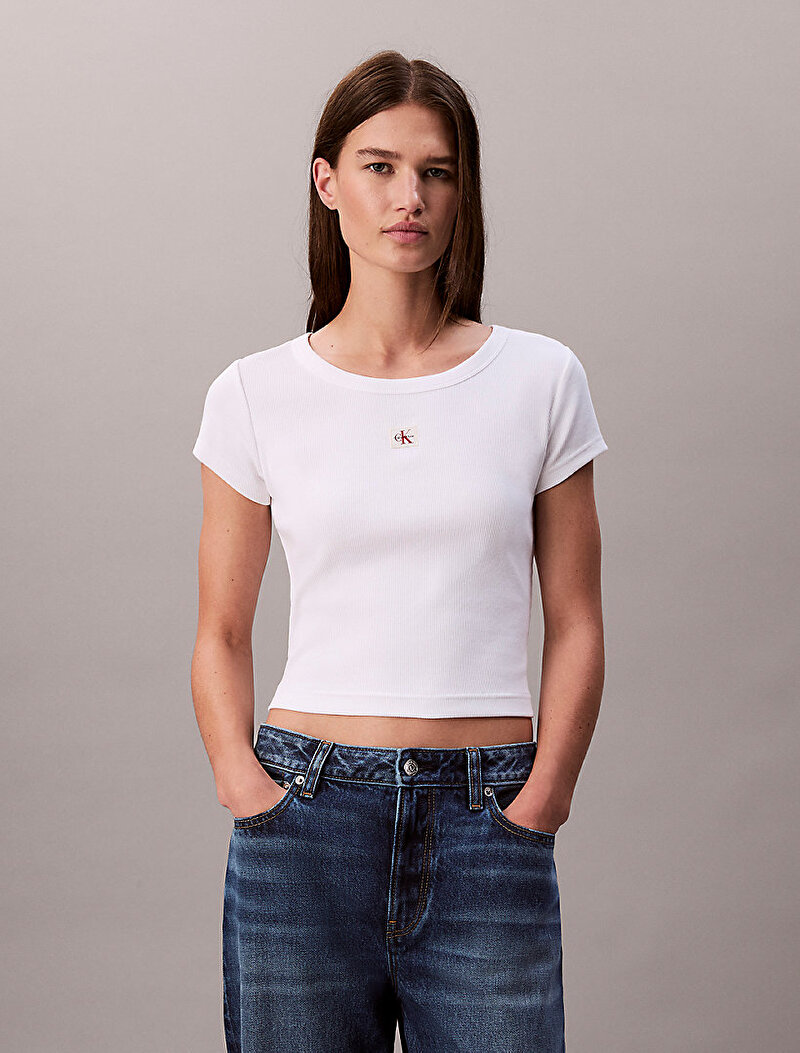 Kadın Woven Label Baby T-shirt