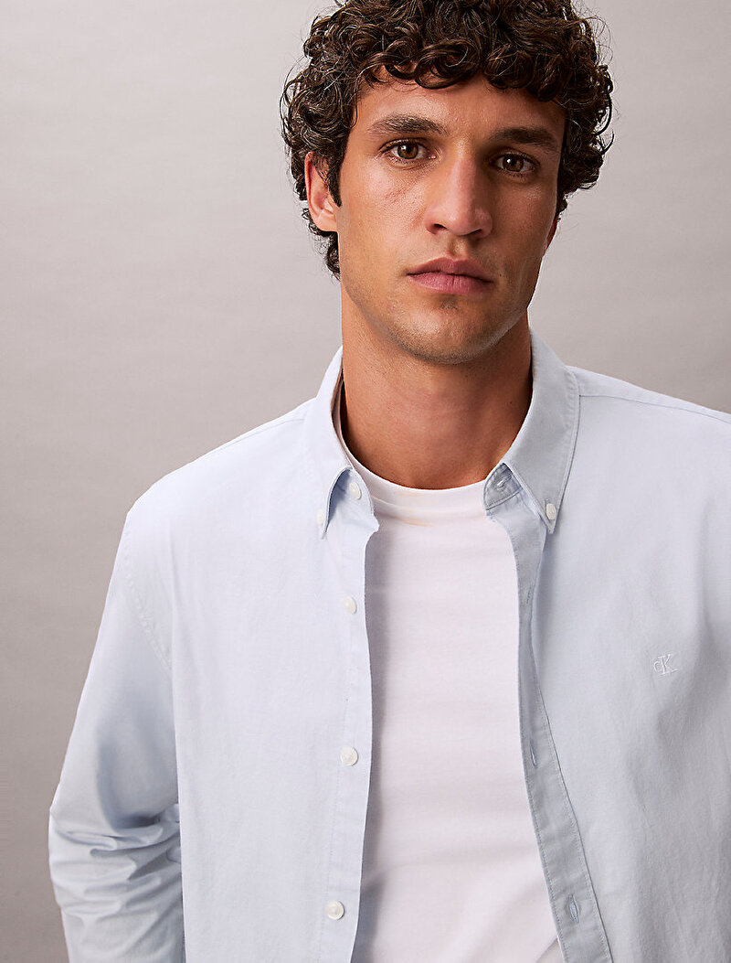 Calvin Klein Beyaz Renkli Erkek Solid Oxford Gömlek