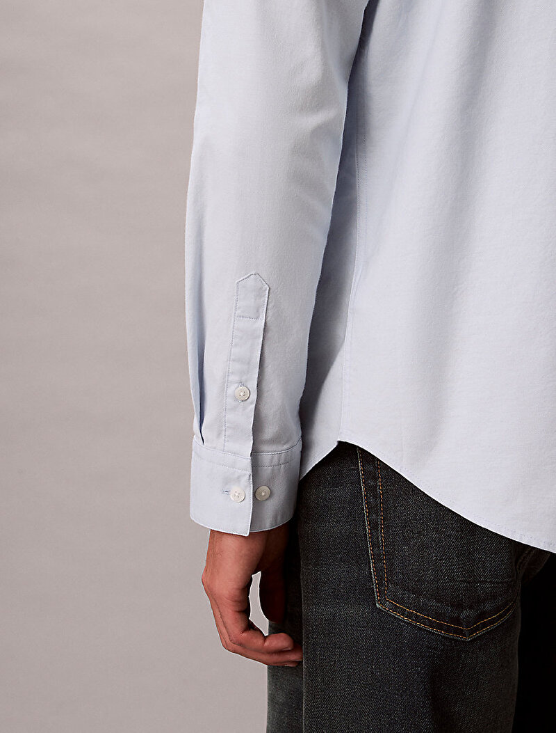 Calvin Klein Beyaz Renkli Erkek Solid Oxford Gömlek