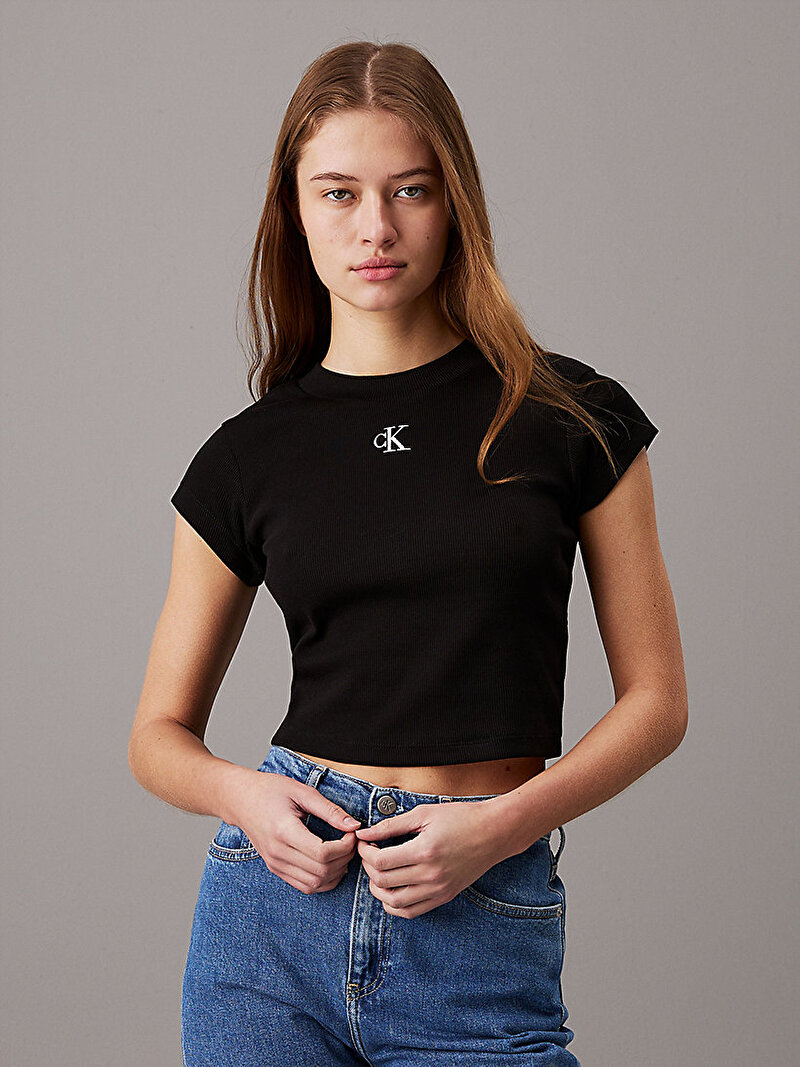 Kadın Slim Crop Kesim T-Shirt 