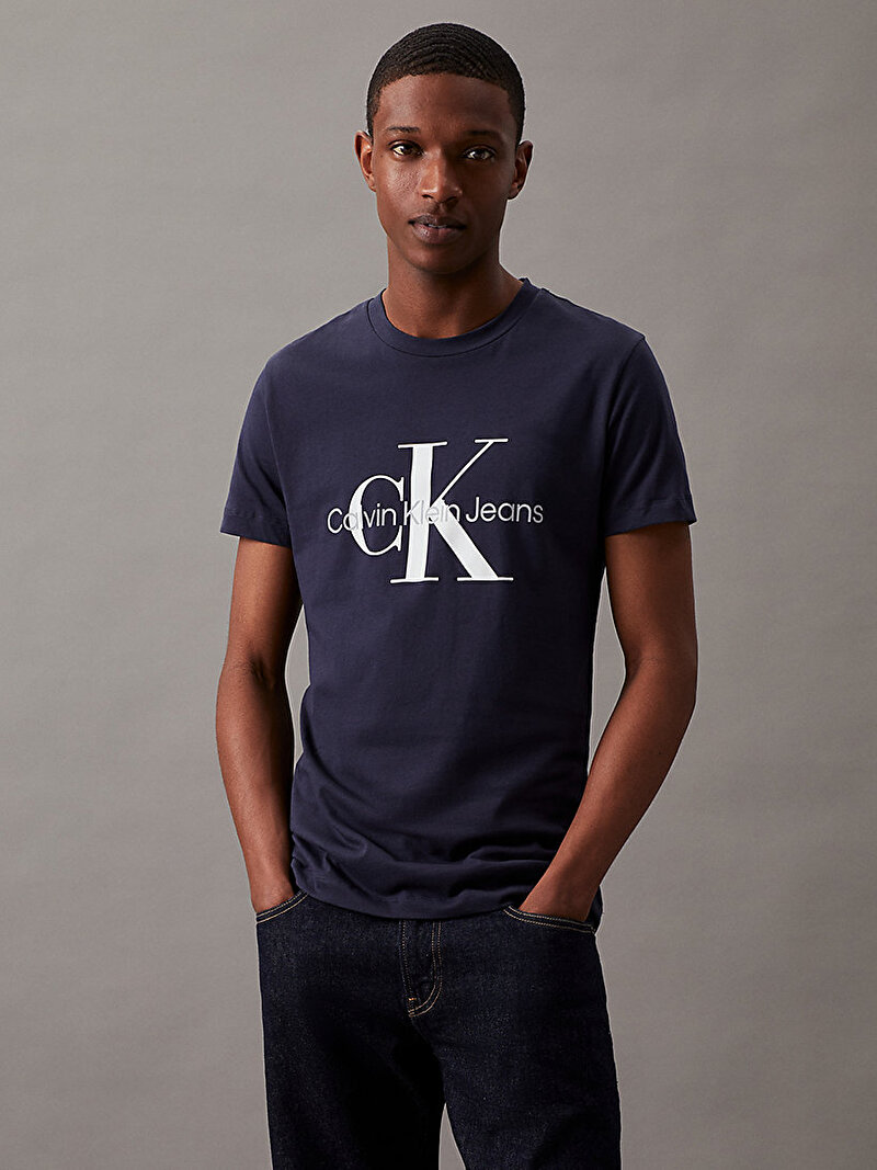 Calvin Klein Lacivert Renkli Erkek Core Monogram Slim Lacivert T-Shirt