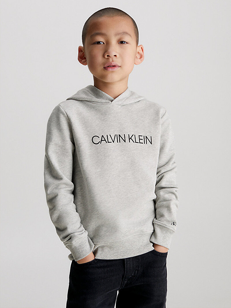Calvin Klein Gri Renkli Çocuk Unisex Institutional Logo Sweatshirt