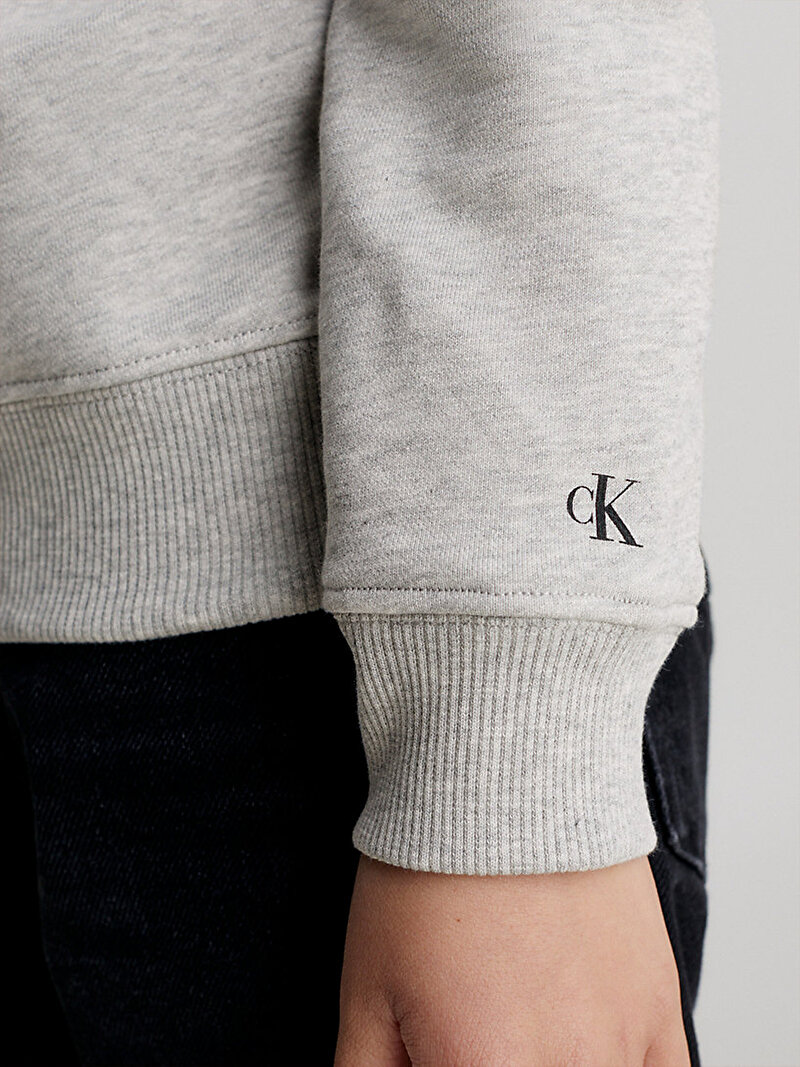 Calvin Klein Gri Renkli Çocuk Unisex Institutional Logo Sweatshirt