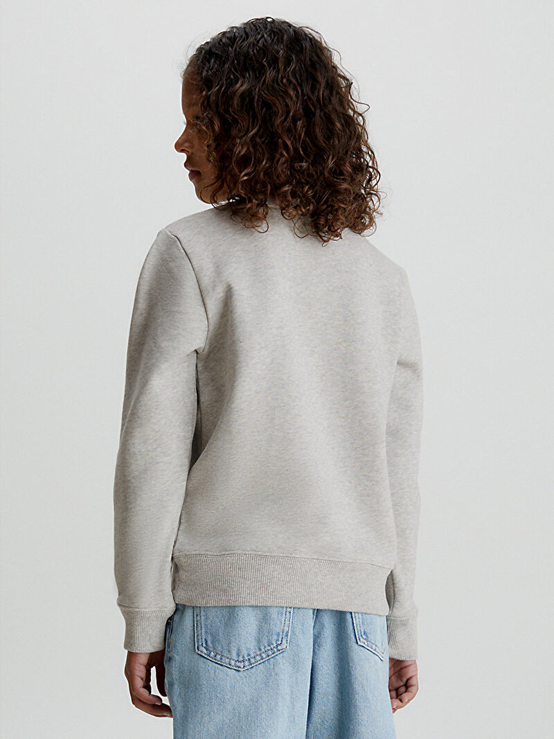 Calvin Klein Gri Renkli Çocuk Unisex Monogram Logo Sweatshirt