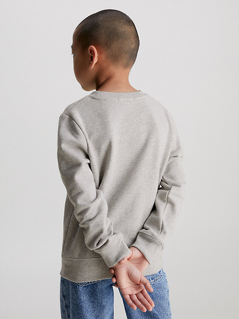 Calvin Klein Gri Renkli Çocuk Unisex Monogram Logo Sweatshirt