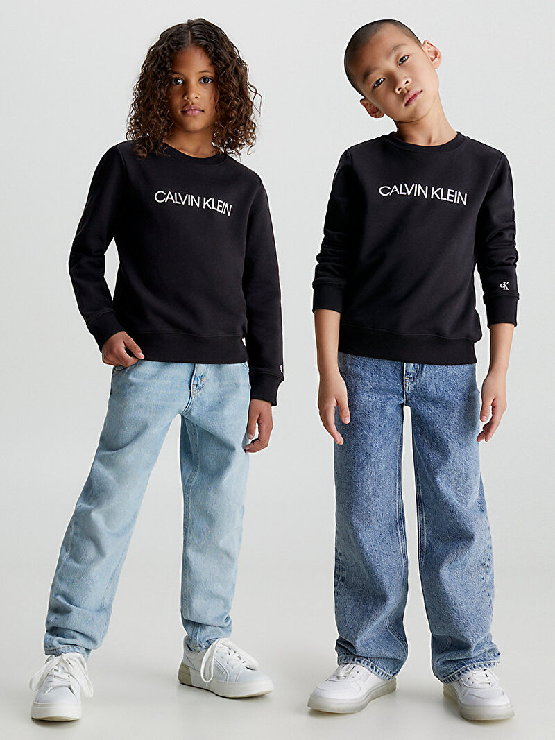 Calvin Klein Siyah Renkli Çocuk Unisex Institutional Logo Sweatshirt