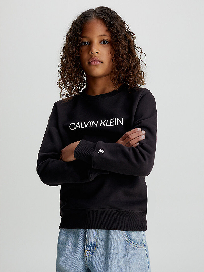 Calvin Klein Siyah Renkli Çocuk Unisex Institutional Logo Sweatshirt