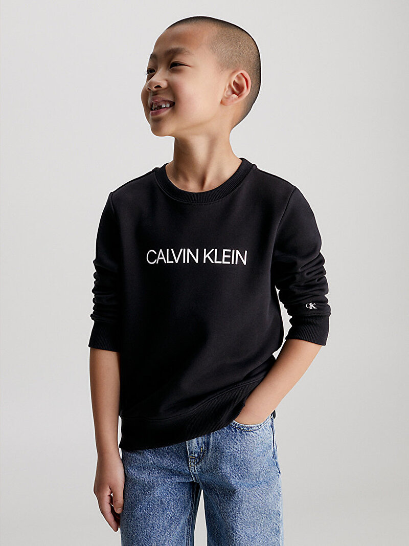 Calvin Klein Siyah Renkli Çocuk Unisex Institutional Logo Sweatshirt