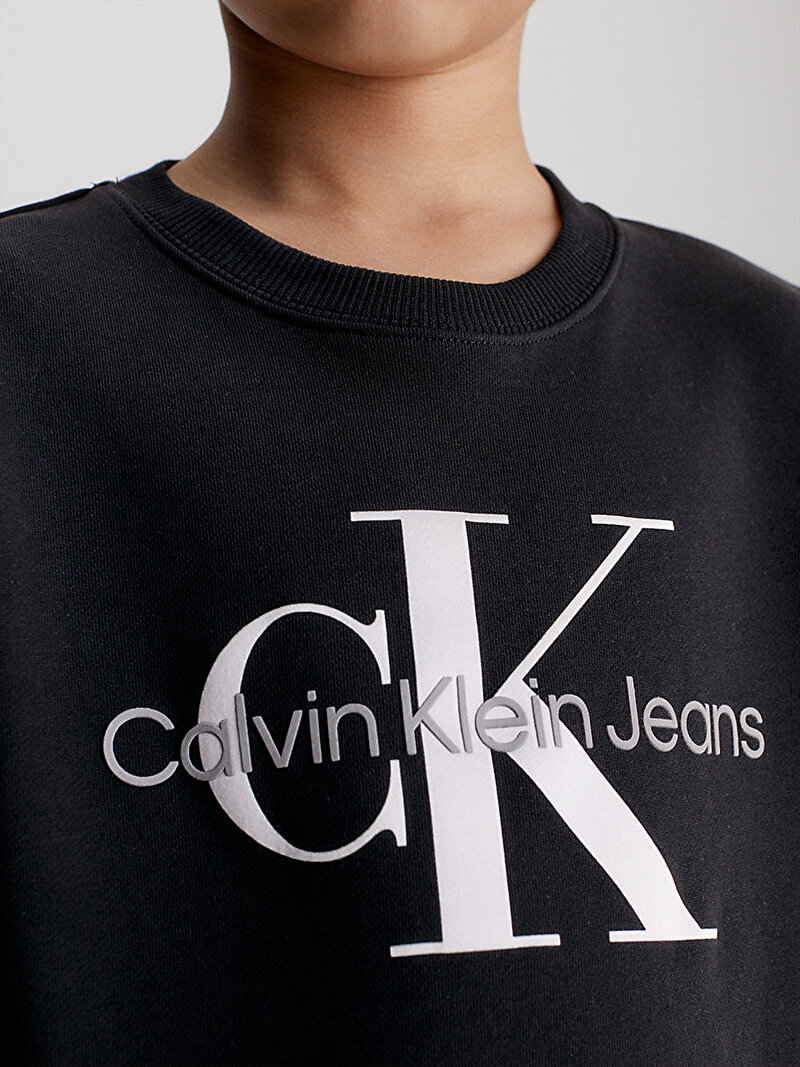 Calvin Klein Siyah Renkli Çocuk Unisex Monogram Logo Sweatshirt