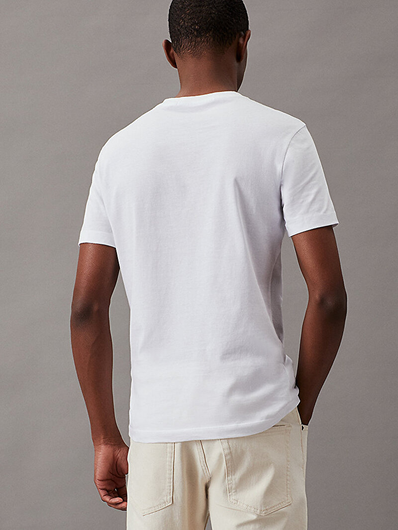 Calvin Klein Beyaz Renkli Erkek Core Monologo Cepli T-Shirt