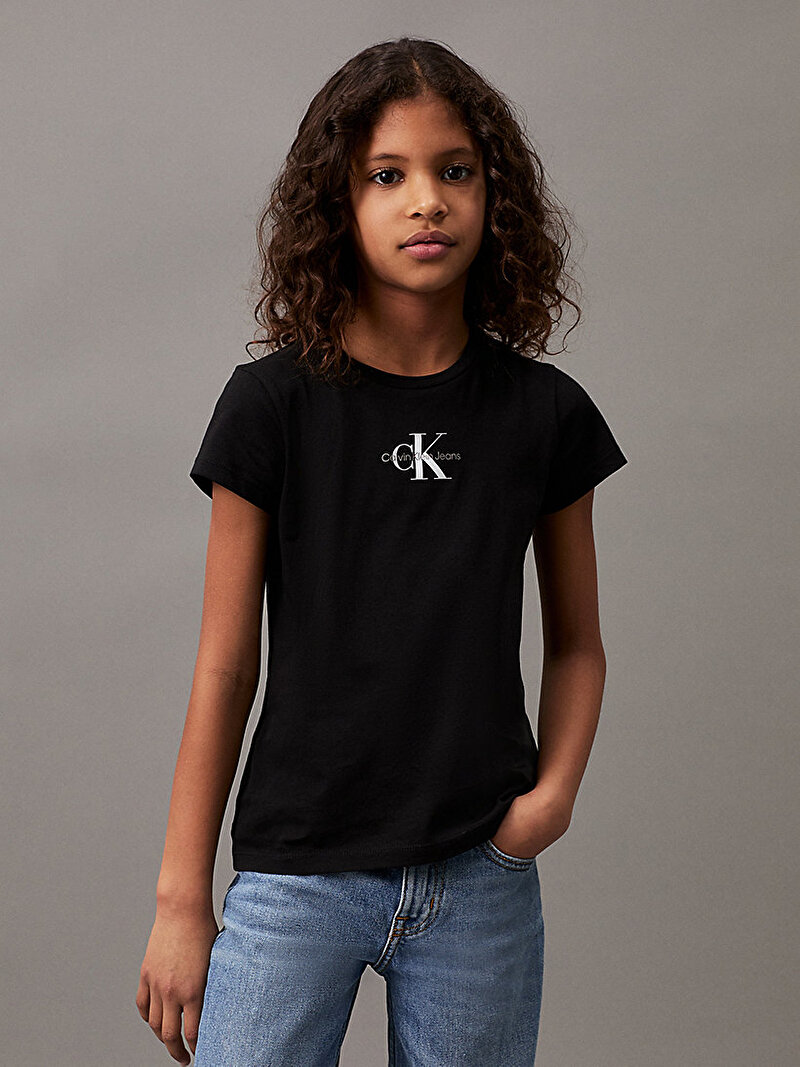 Calvin Klein Siyah Renkli Kız Çocuk Micro Monogram T-Shirt