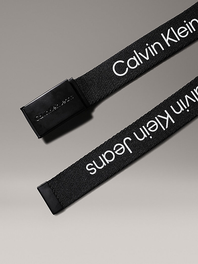 Calvin Klein Siyah Renkli Erkek Çocuk Canvas Logo Metallic Kemer
