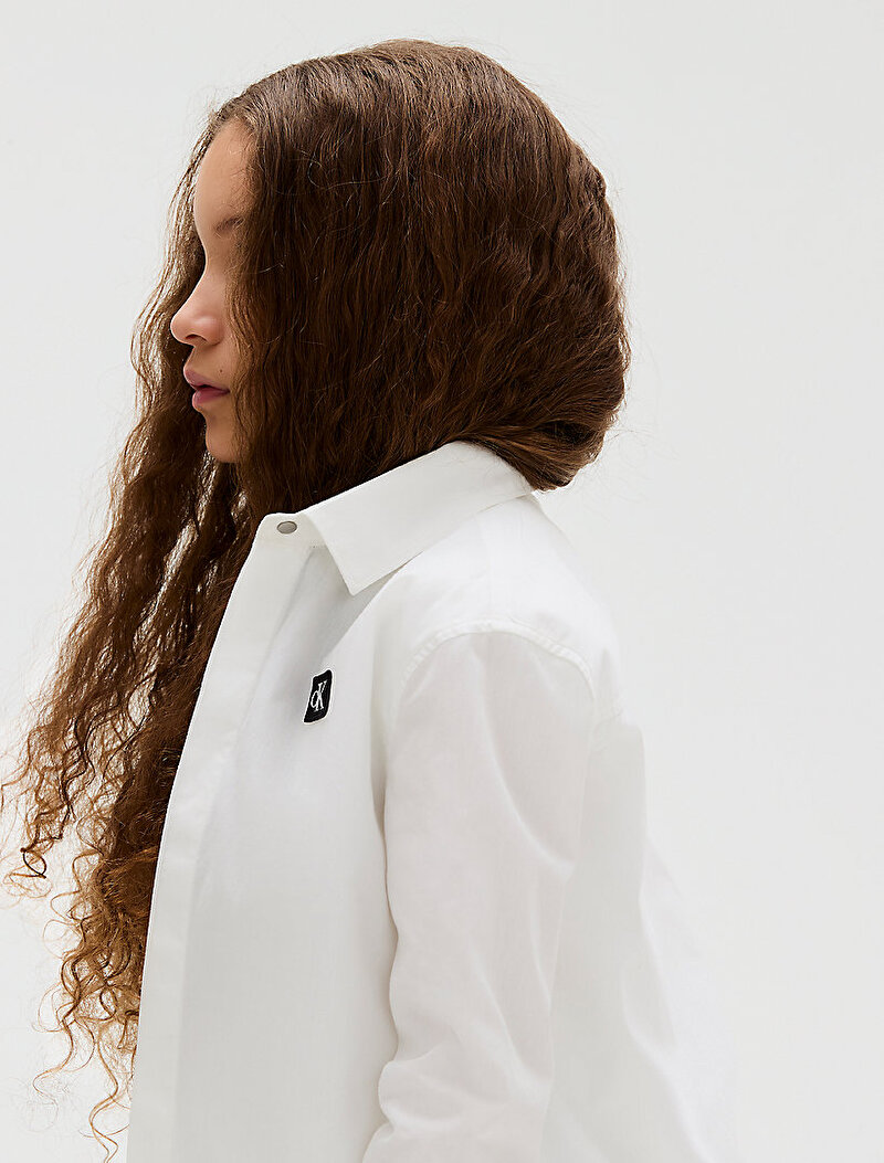 Calvin Klein Beyaz Renkli Erkek Çocuk Ceremony Poplin Gömlek