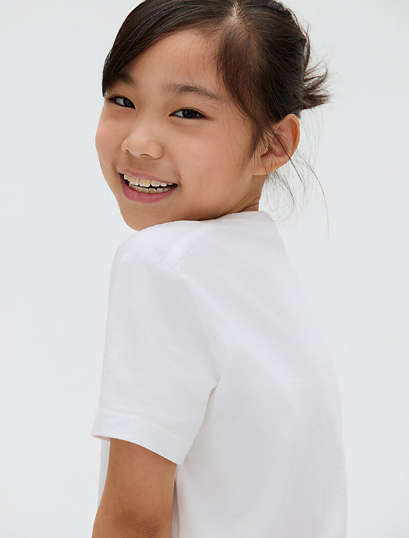 Calvin Klein Beyaz Renkli Unisex Çocuk Mono Mini Badge T-shirt