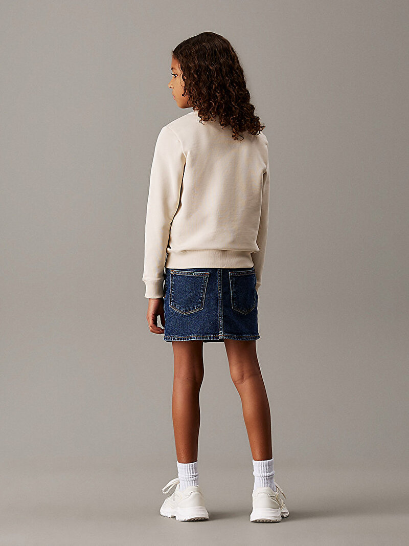 Calvin Klein Bej Renkli Çocuk Unisex CK Monogram Terry Sweatshirt