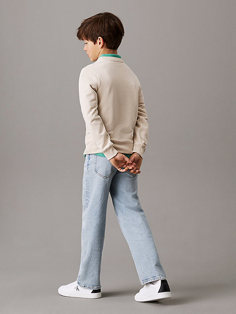 Calvin Klein Bej Renkli Çocuk Unisex CK Monogram Terry Sweatshirt