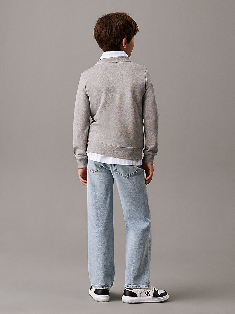 Calvin Klein Gri Renkli Çocuk Unisex CK Monogram Terry Sweatshirt