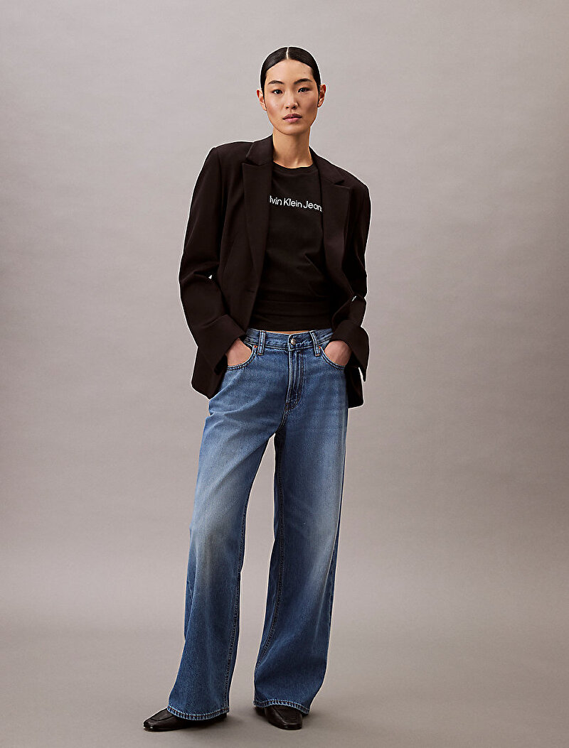 Calvin Klein Siyah Renkli Kadın Institutional Logo Straight T-shirt