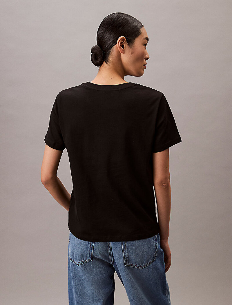 Calvin Klein Siyah Renkli Kadın Institutional Logo Straight T-shirt