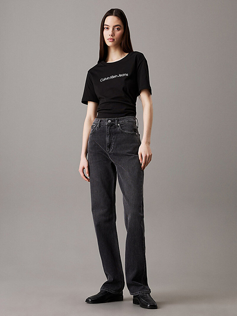 Calvin Klein Siyah Renkli Kadın Institutional Logo Straight T-shirt