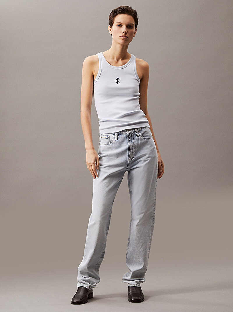 Calvin Klein Beyaz Renkli Kadın Cotton Contour Tank Top