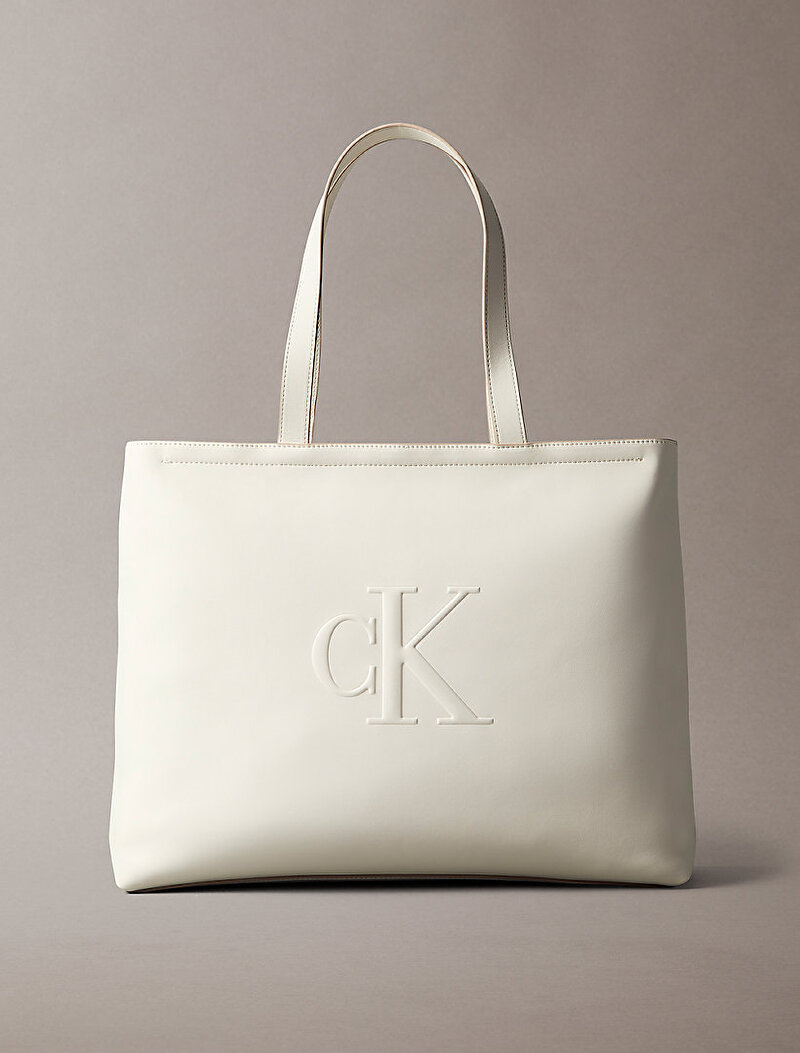 Calvin Klein Beyaz Renkli Kadın Sculpted Slim Tote Çanta